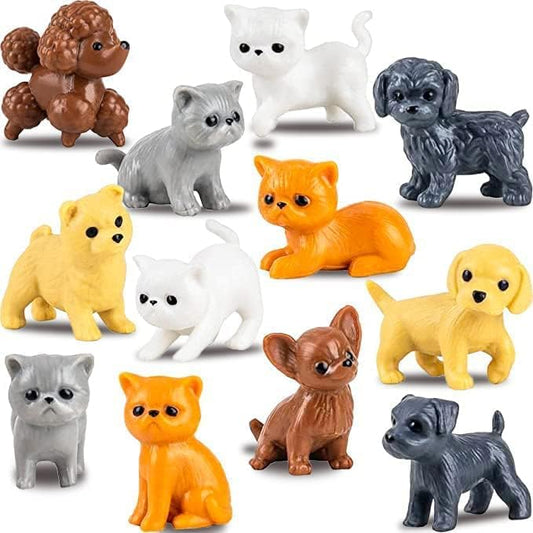 Tiny Dog and Cat Figurines for Kids - Small Animals Toys in Bulk - Little Pet Toys - Tiny Plastic Toys for Kids Classroom Prizes - 25 Pcs - Easter Gifts for Kids