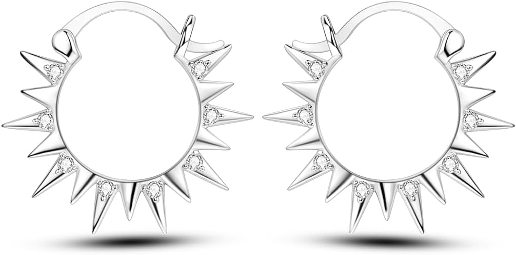 NARMO 925 Sterling Silver Hoop Earrings for Women Hypoallergenic Lightweight Simple Huggie Hoop Earrings Twisted Hoop Earrings Colorful Cubic Zirconia Hoop Earrings Rainbow Hoop Earrings