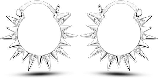 NARMO 925 Sterling Silver Hoop Earrings for Women Hypoallergenic Lightweight Simple Huggie Hoop Earrings Twisted Hoop Earrings Colorful Cubic Zirconia Hoop Earrings Rainbow Hoop Earrings