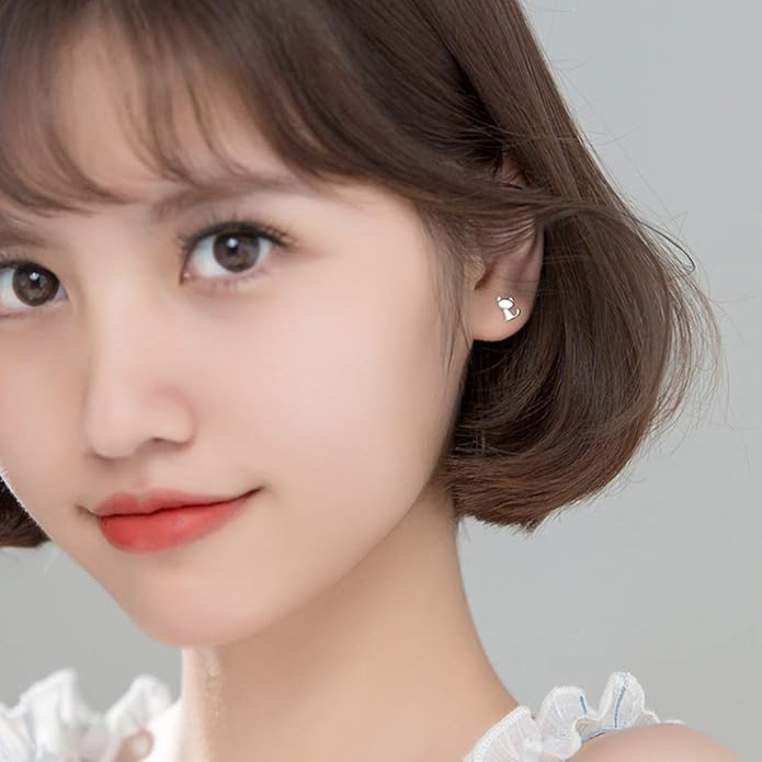 Cute Cat Stud Earrings S925 Sterling Silver Minimalist Lovely Pet Animal Tiny Cartilage Earring Ear Studs Piercing Hypoallergenic Jewelry Gifts for Women Girls