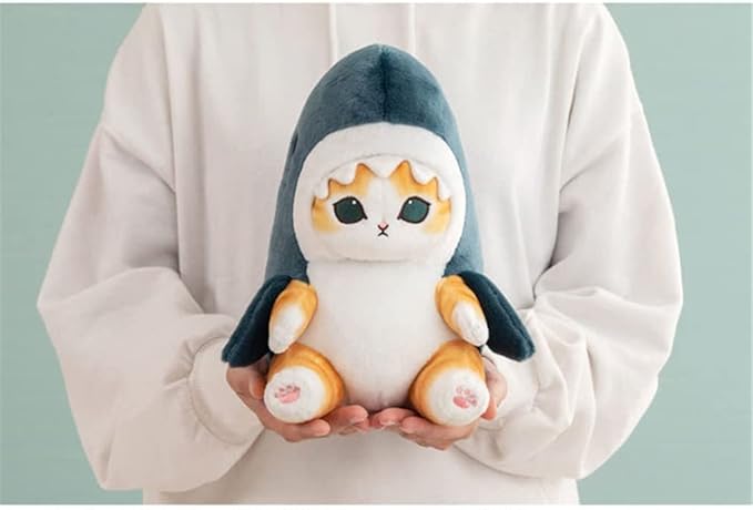 Cute Shark Cat Plush Toy, 8'' Cat Face Shark Stuffed Animal Plushies Doll, Kawaii Soft Stuffed CatShark Pillow for Boys and Girls Birthday Gift (Blue)