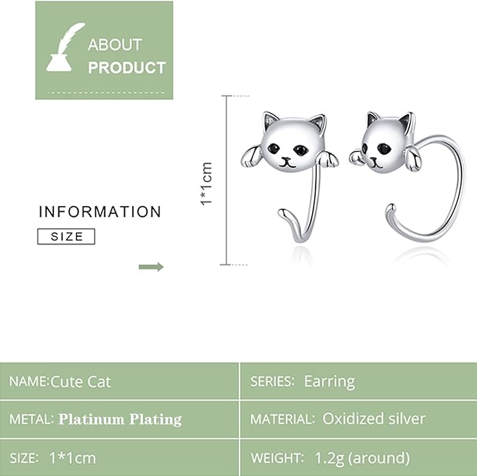Cute Cat Earrings Stud Pearl Earrings for Women Mouse Cubic Zircon Hypoallergenic Earrings Christmas Birthday Gift