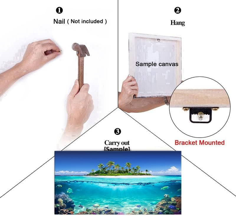 Tropical Island Coral Reef Landscape Canvas Wall Art for Living Room,Unique View Split Waterline Scenery,Beautiful Nature Summer Travel Scenic Picture Print Artwork Painting Decor,Inner Frame 20x40