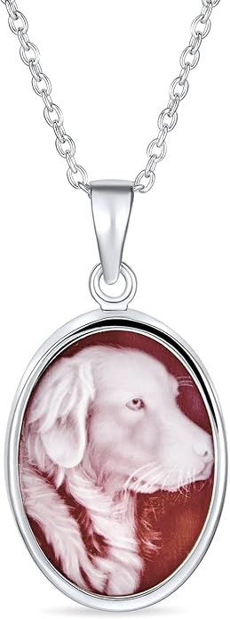 Customizable Personalize Vintage Antique Style BFF Best Friends Puppy Brown White Black Dog Kitty Cat Portrait Blue White Oval Cameo Pendant Necklace For Women Teen .925 Sterling Silver