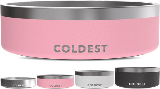 Coldest Dog Bowl - Anti Rust Metal, Non Slip, 3 Layers Insulated Stainless Steel Dog Bowls - Spill Proof & Heavy Duty - Water Bowl for Dogs, Cats & Pets, Dish Washer Safe (42 oz,Cotton Candy Pink)