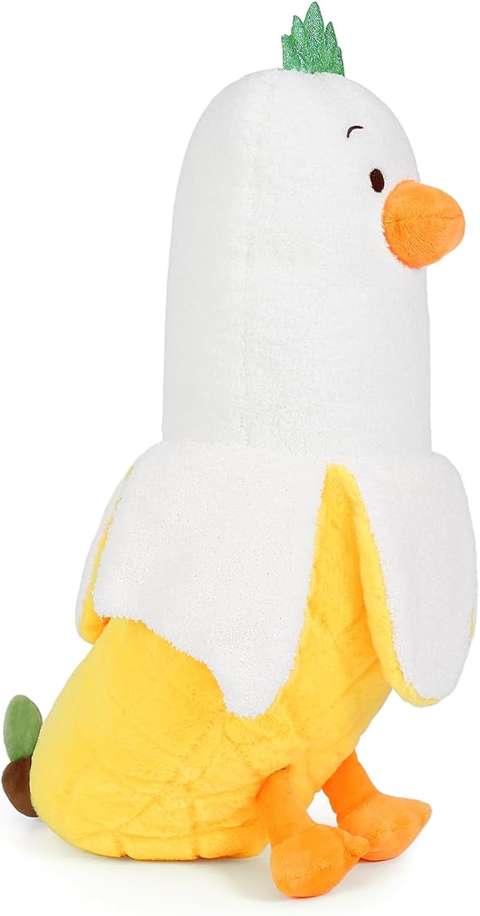 PEACH CAT Pineapple Banana Duck Plush Pillow Duck Stuffed Animal Cute Fruit Plushie for Girls and Boys White 19.7"