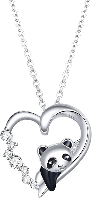 925 Sterling Silver Dog Paw Cat Panda Necklace for Women Cute Dainty Animal Pendant Necklace Gifts for Cat Mom Animals Lover…