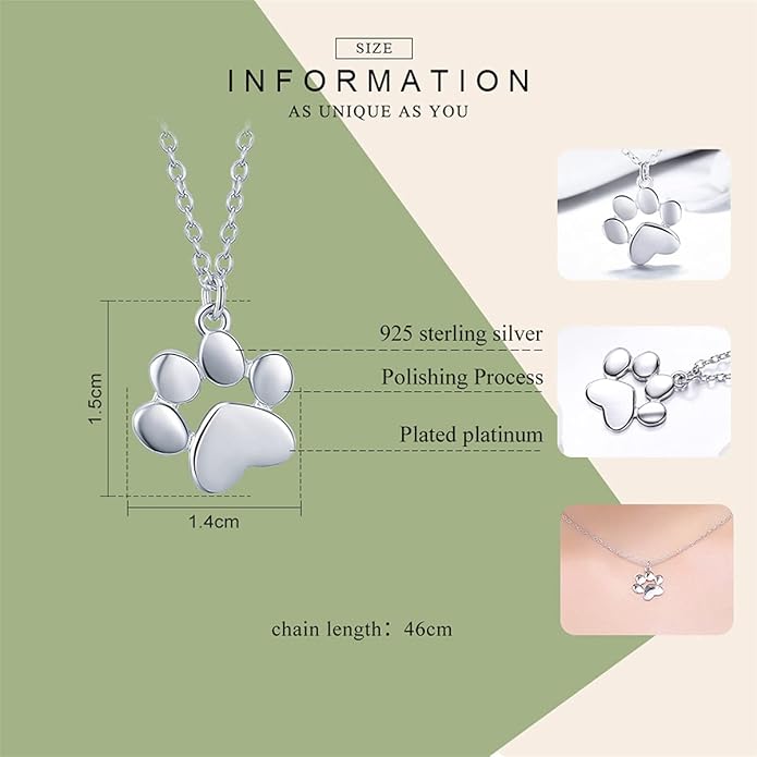 925 Sterling Silver Dog Paw Cat Panda Necklace for Women Cute Dainty Animal Pendant Necklace Gifts for Cat Mom Animals Lover…