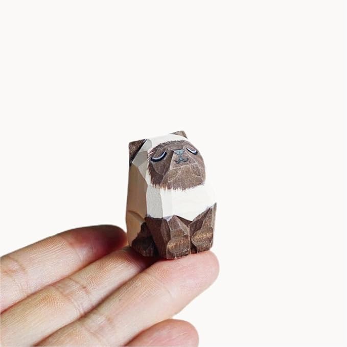 Cute Small Wood Siamese Cat Figurines, Handmade Carved Siamese Cat Statue Home Decor