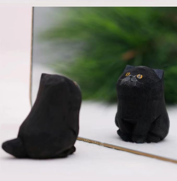 Handmade Black Cat Statue Artwork, Creative Statue Artwork for Home Decor, Unique Cat Figure Gift