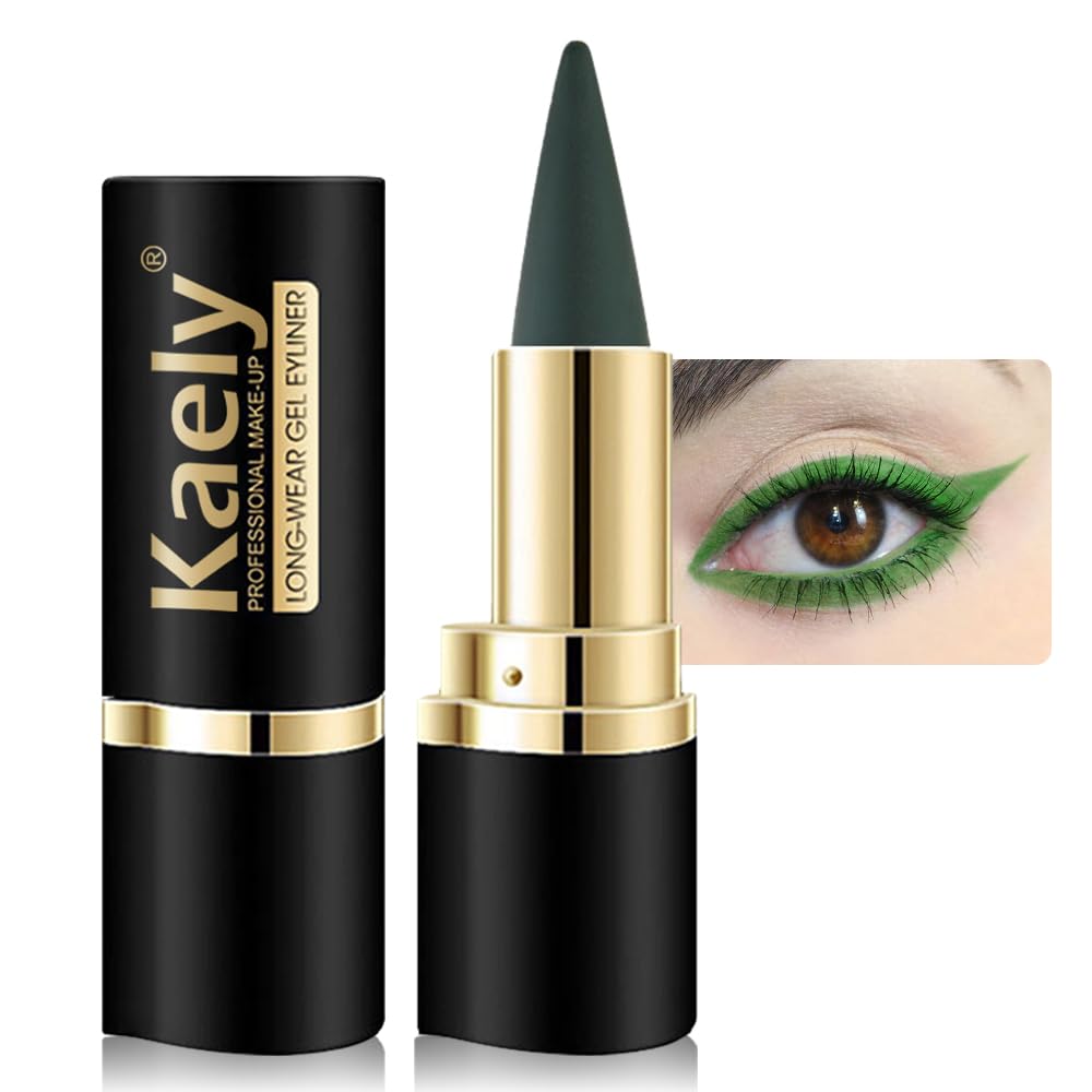 evpct 1Pcs Dark Green Gel Eyeliner Pencil Eye Black Face Paint Stick Makeup Set Waterproof Matte Cream Crayon Eyeliner Pencil Set Cat Eye Liners Eyeshadow Guide delineador de ojos contra el agua