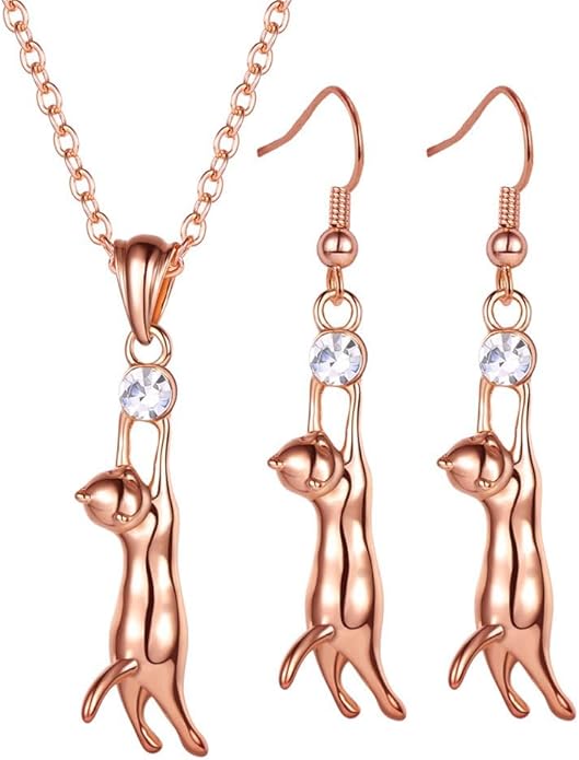 U7 Cat Pendant Necklace for Women Stainless Steel Cute Kitty Cat Jewelry Gift