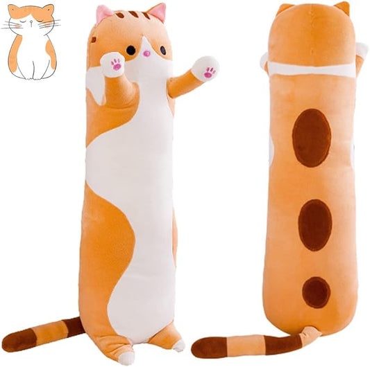 Long Cat Plush Soft Long Cat Stuffed Animals, Long Cat Pillow Kitten Stuffed Animal Cotton Gift for Kids Girlfriend(130cm, Yellow)