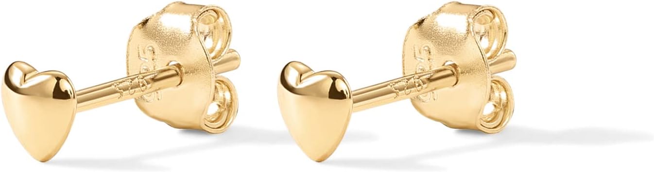 PAVOI 14K Gold Plated Sterling Silver Bar, Dot, Heart, Triangle, Star, Cat | Dainty Earrings for Women