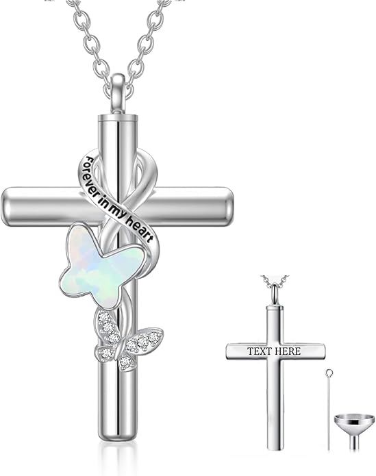 Cross Urn Necklace for Ashes 925 Sterling Silver Cremation Jewelry with Funnel Filler Kit Ashes Necklace for Human Women Girl Pets