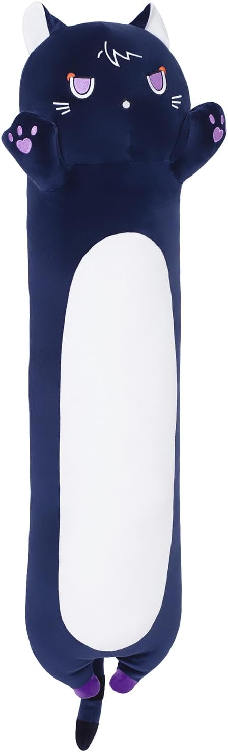 Long Cat Plush Body Pillow, Soft Cat Plush Toy Pillows for Kids, Stuffed Animals Cat Plushies Gifts for Girls Girlfriend(DevilCAT with Claws, 35.4in/90cm)