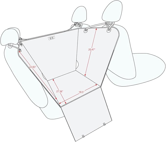 njnj Dog Car Seat Cover for Back Seat - Waterproof Dog Half Hammock for Cars,Scratchproof Pet Backseat Protector,Perdurable,Non-Slip Booster Seat for Small,Medium and Large Dogs