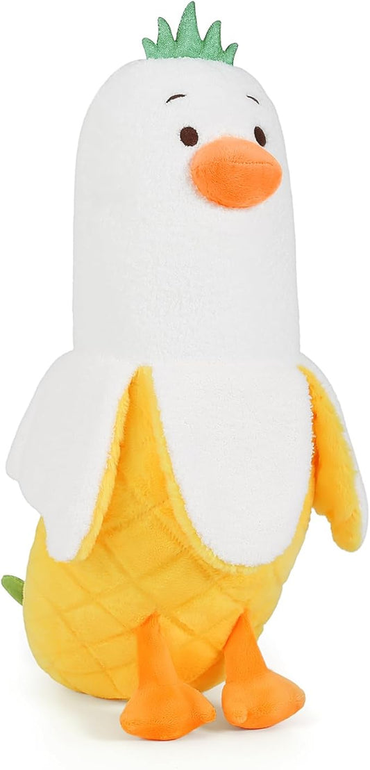 PEACH CAT Pineapple Banana Duck Plush Pillow Duck Stuffed Animal Cute Fruit Plushie for Girls and Boys White 19.7"