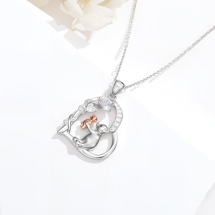 Heart Animal Necklace 925 Sterling Silver Cute Animal Pendant Jewelry Birthday Gifts for Women Girlfriend Mom Animal Lovers