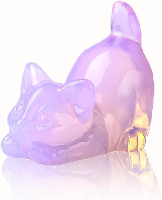 Pink Opal Cat Decor Statue Crystals and Healing Stones Cat Figurine Polished Gemstones Bedroom Office Desk Home Decoration A Lucky Decoration for Cat Lover