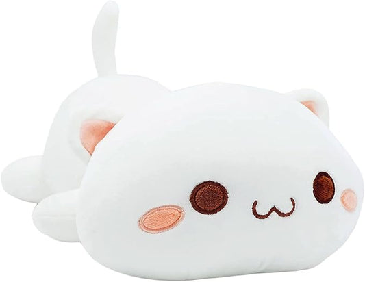 Onsoyours Cute Kitten Plush Toy 25.5" Stuffed Animal Pet Kitty Soft Anime Cat Large Plush Pillow for Kids (White A, 25.5")