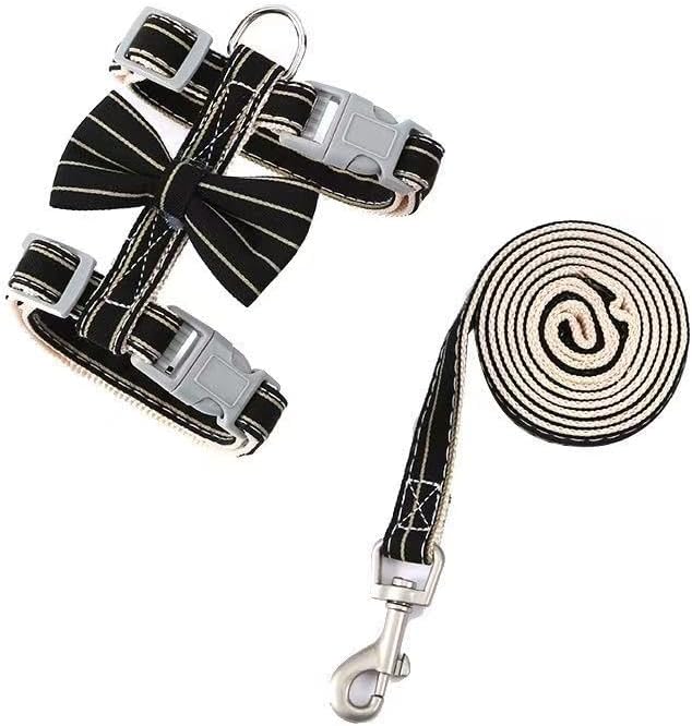 Butterfly Bow Tie Cat Harness and Leash Set - Adjustable, Escape-Proof, Breathable Kitten Vest with Cute Design for Small Cats & Indoor/Outdoor Safety Black XS