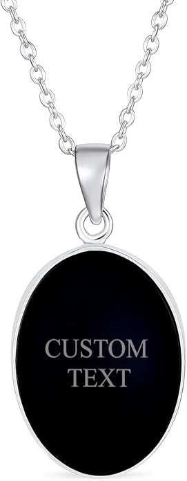 Personalized Custom Engraved Holds Picture Vintage Antique Style Simulated Black White Onyx Sitting Kitten Oval Cat Cameo Photo Locket Pendant Necklace For Women Teen .925 Sterling Silver