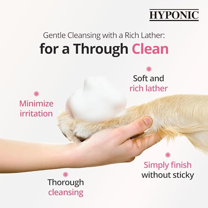 HYPONIC Hypoallergenic Premium Waterless Shampoo for All Pets (Unscented, 6.4 oz) - Fragrance Free, Natural Dry Shampoo, Waterless Foam, Grooming for Dogs and Cats