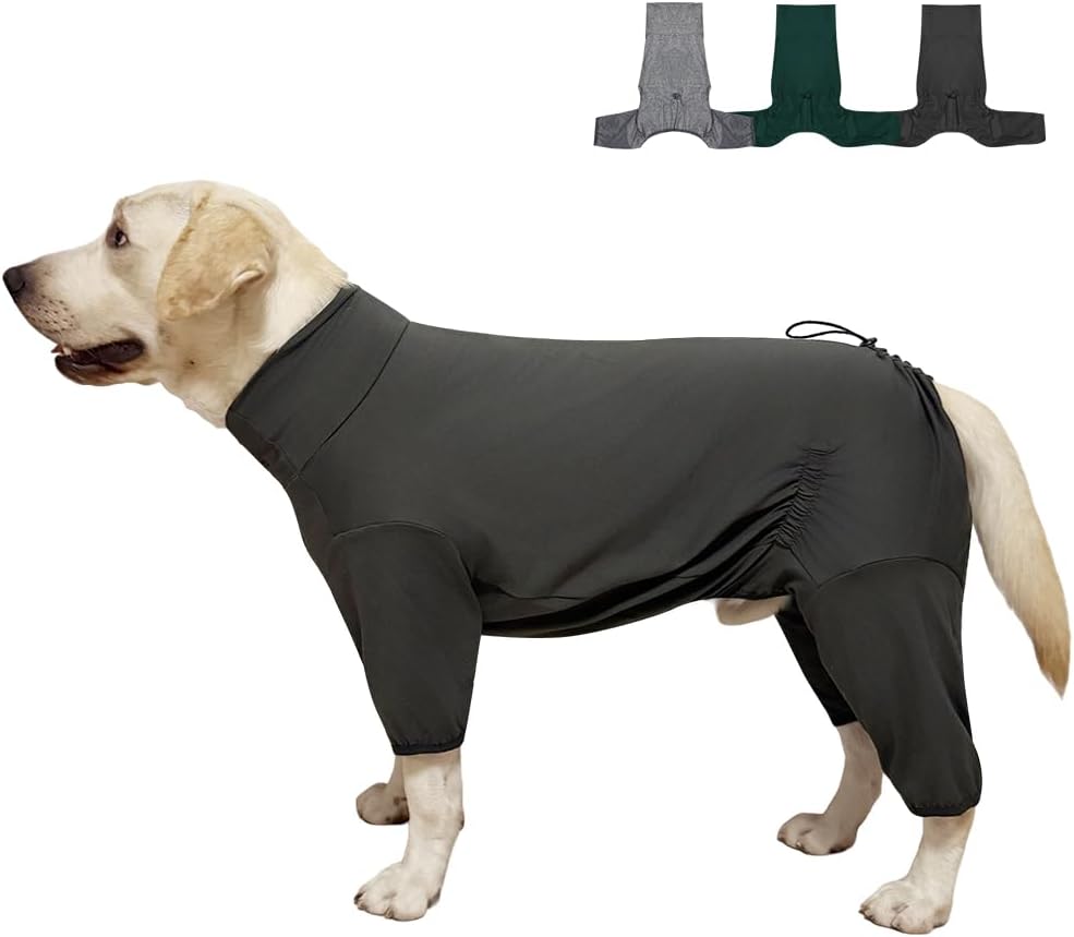 Dog Pyjamas PJS Sweater Clothes and Home Clothing Suitable for Medium to Large Breeds of Dogs, Dog Neutering Suits, Extra-Large Stretch Fabric, Four-Legged Clothes(Thin Dark Gray, 4XL)