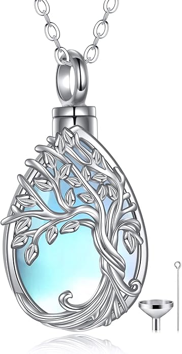 Tree of Life Urn Necklaces for Ashes 925 Sterling Silver Tree of Life Crystal Cremation Jewelry for Ashes Memory Jewelry for Women Men