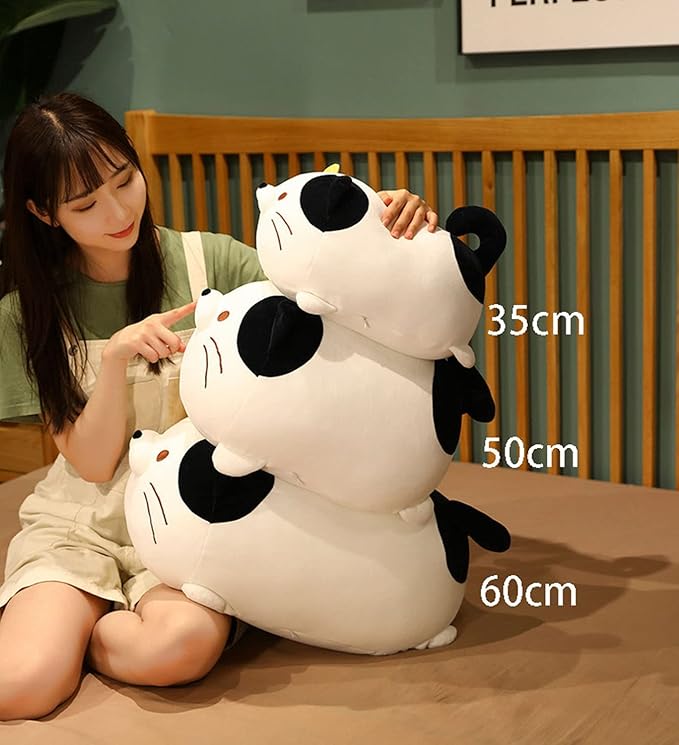 Cute Soft Tabby Cat Plush Toys - Kitten Stuffed Animals, White, 14-Inch, Hugging Cuddly Cat Doll Pillow Gift for Kids and Lovers