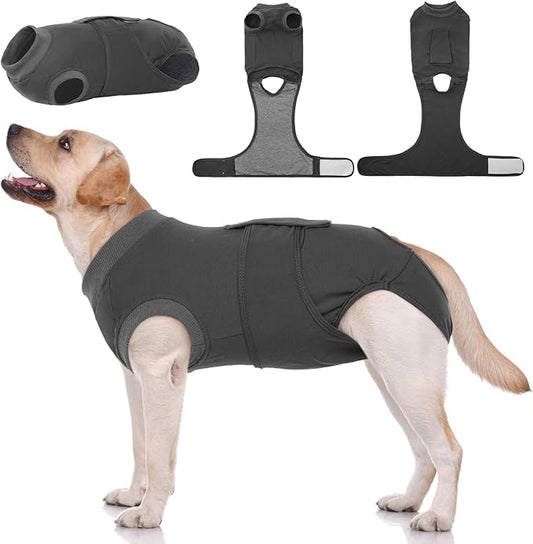 Kuoser Dog Surgery Suit Female Spay, Dog Recovery Suit Male Neuter, Puppy Clothes Onesie for Surgery Anti Licking Abdominal Wounds Pet Surgical Recovery Bodysuit Shirt, Substitute E-Collar & Cone