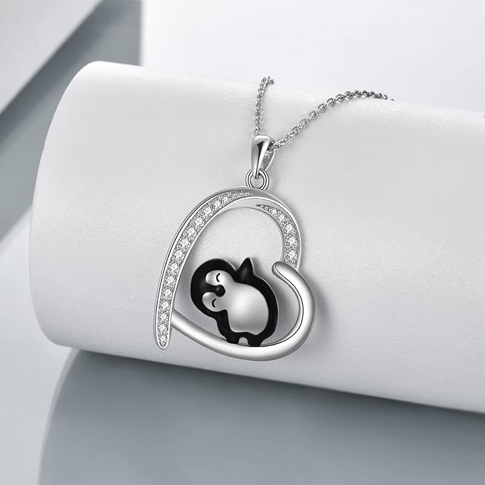 MONGAS Penguins/Guinea Pig/Pig/Fox/Corgi/Frog/Bunny/Koala8/Cow/French Bulldog Necklaces Penguin Gifts 925 Sterling Silver Hugging Penguins Cute Animal Jewelry for Women Sister