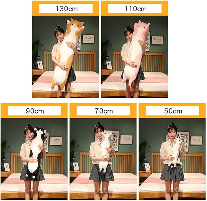 Long Cat Plush Kawaii Body Pillow, Cute Cat Stuffed Animals Soft Plushies.