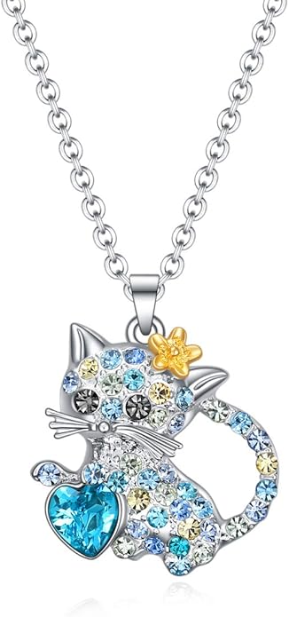 SUMFAN Cat Necklace Jewelry for Women & Girls, Teen Girls' Cat Lover Gifts