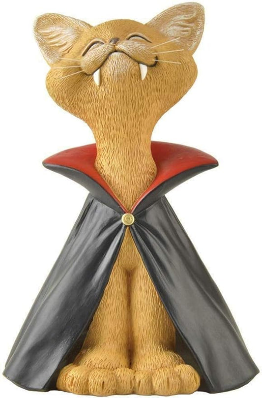 Holiday Stocking Stuffer - Whimsical Orange Cat Vampire Figurine - Cat Home Office Decoration - Gifts for Cat Lovers, Purrfect