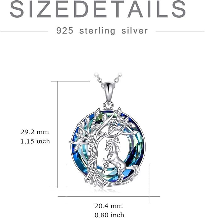 TOUPOP Tree of Life Animal Necklace 925 Sterling Silver Crystal/Abalone Shell Animal Pendant Jewelry Birthday Mothers Day Gifts for Women Mom Wife Her
