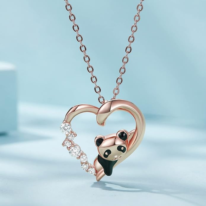 925 Sterling Silver Dog Paw Cat Panda Necklace for Women Cute Dainty Animal Pendant Necklace Gifts for Cat Mom Animals Lover…