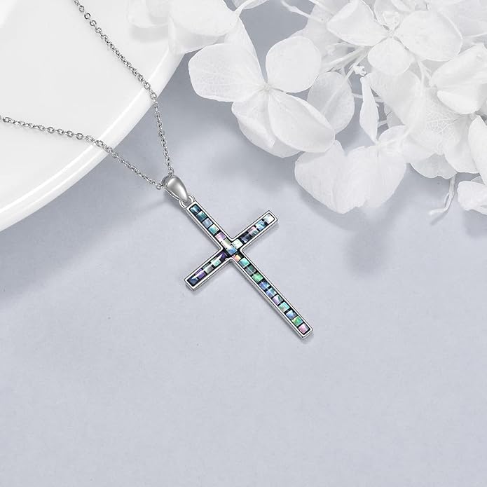 YFN Cross Necklace Sterling Silver Religious Cross Pendant Jewelry Christian Gifts for Women Men