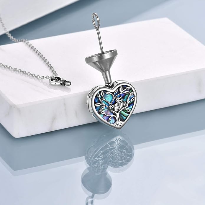 ONEFINITY Sterling Silver Always in My Heart Owl Urn Necklace for Ashes Owl Cremation Jewelry for Ashes of Loved Ones Keepsake Jewelry