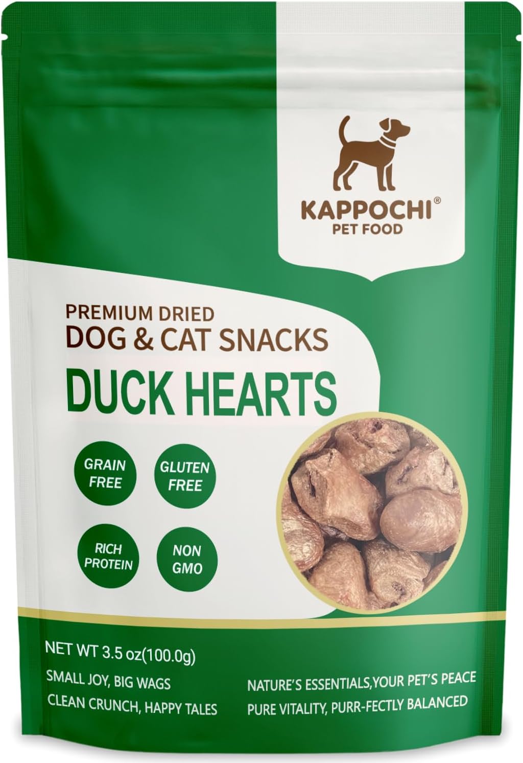 Freeze-Dried Duck Hearts Dog Treats, 3.5oz(100.0g), 100% Single Ingredient, High Protein Training Treats, Natural & Raw, No Additives, Grain Free, Gluten Free