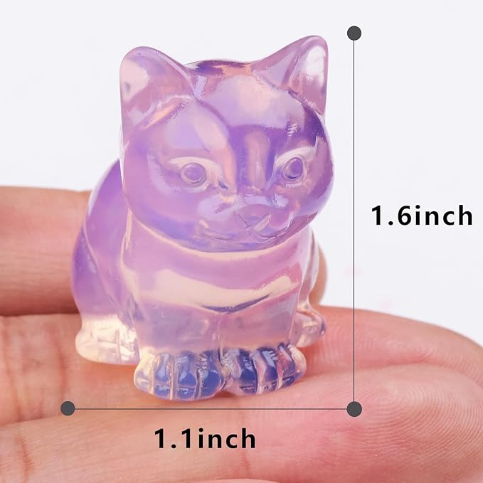 Pink Opal Cat Crystal Statues, Healing Crystal Kitty Figurine Decorations, Pink Cat Gift Lucky Cute Kitten Figurines, Handcrafted Crystal Figurine for Home Décor and Spiritual Protection