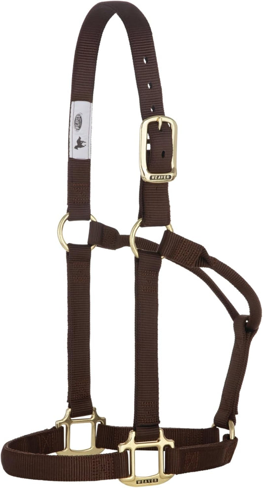 Weaver Equine Nylon Horse Halter, Triple-Ply Cheek Design, Original Non Adjustable Halters for Horses, Equine Tack,Average Size, Black