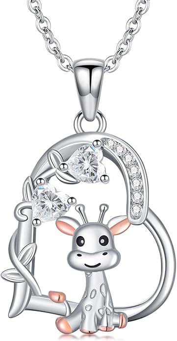 Heart Animal Necklace 925 Sterling Silver Cute Animal Pendant Jewelry Birthday Gifts for Women Girlfriend Mom Animal Lovers
