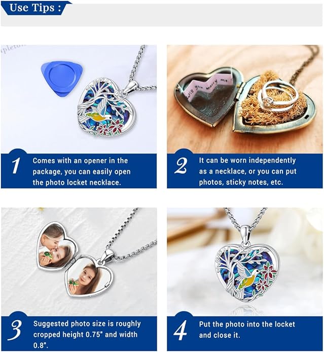 Picture Locket Necklace for Women Men Rose 14K Real Gold 925 Sterling Silver Jewelry Heart Locket Necklace that Holds Pictures Tree of Life Viking Wolf Celtic Knot St Christopher St Michael Pendant