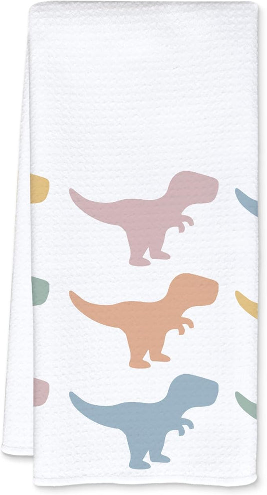Colorful Dinosaur Hand Towels for Kid Bathroom, Dinosaurs Boys Bathroom Decor, Dinosaur Gifts Kitchen Towels, Dinosaurs Decor Dish Towels for Kitchen Drying, 16x24 Inch