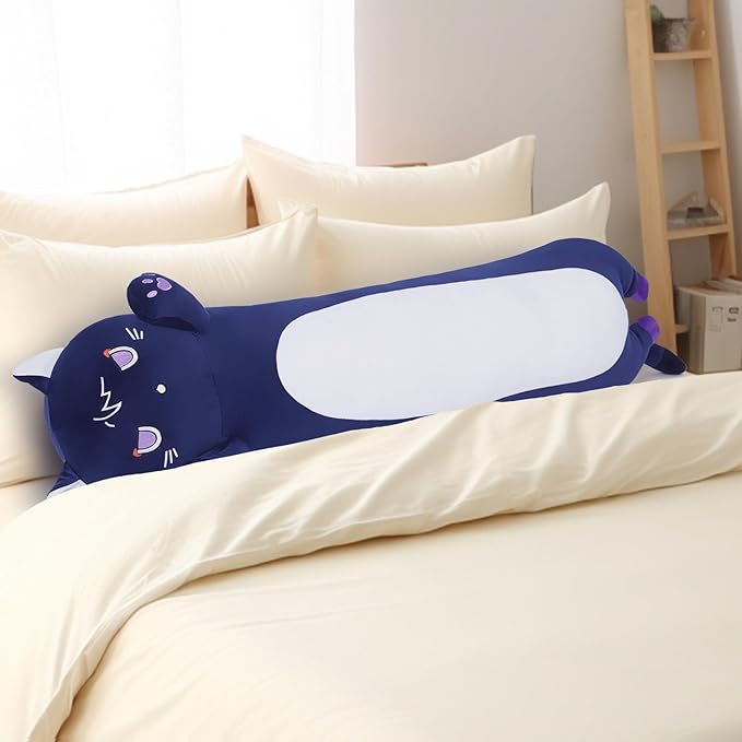 Cat Stuffed Animal Soft Long Plush Cat Pillow Cute Cat Long Stuffed Animals Soft Cat Plushies, Purple Kitten Plush for Kids Girlfriend(50cm/19.6inch)