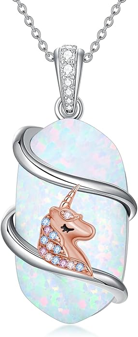 Opal Mama Bear/Panda/Cat/Koala/Sloth/Cardinal/Unicorn Necklace 925 Sterling Silver Opal Animal Pendant Jewelry Birthday Gifts Women Her Mom