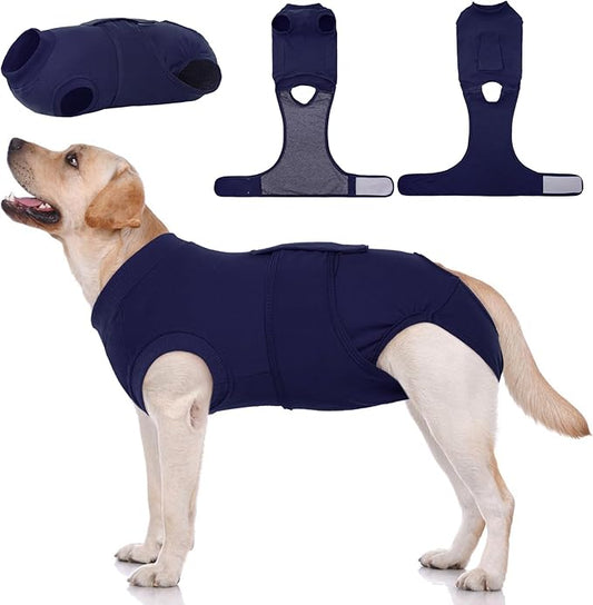 Kuoser Dog Surgery Suit Female Spay, Dog Recovery Suit Male Neuter, Puppy Clothes Onesie for Surgery Anti Licking Abdominal Wounds Pet Surgical Recovery Bodysuit Shirt, Substitute E-Collar & Cone