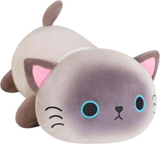 SQEQE Weighted Siamese Cat Plush, Weighted Siamese Cat Stuffed Animal, Cute Plushies Soft Pillow Toy Gift for Kids Adults 9.8 Inch, 0.8 Lbs